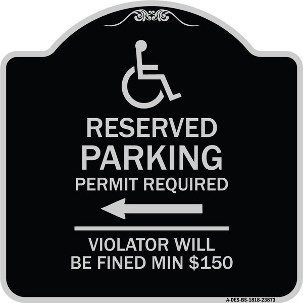 Signmission Modern Isa Connecticut Reserved Parking Permit Required Violators Fin Alum, 18" x 18", BS-1818-23873 A-DES-BS-1818-23873 - main